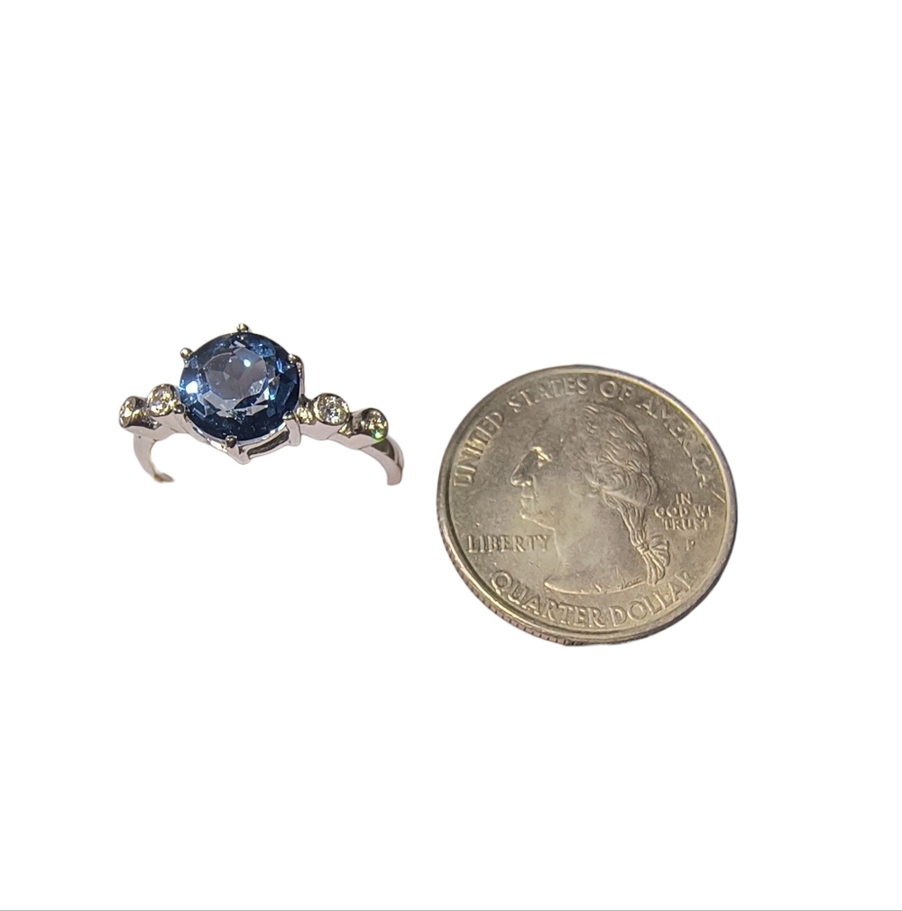 Iolite, White Zircon And Sterling Silver Sparkle Ring NWOT - Picture 5 of 11